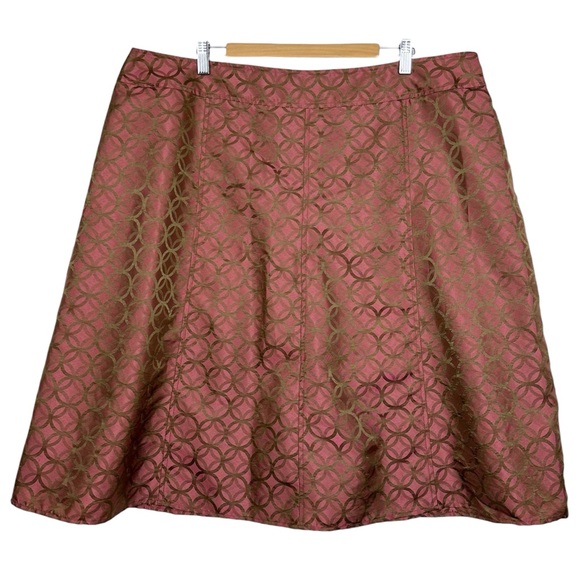 I.E. Woman Vintage Earthy Muted Satin Metallic Geometric A Line Circle Skirt 20W - Picture 8 of 8